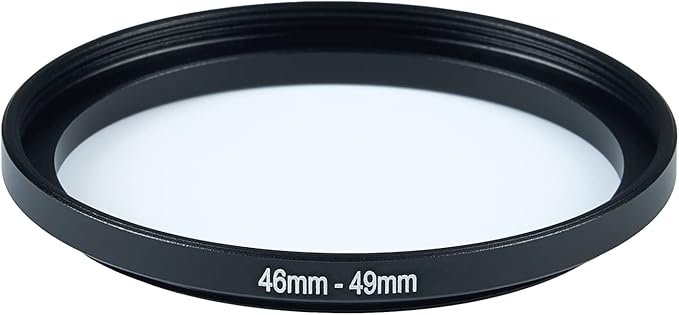 46mm Lens to 49mm Camera Lens Adapter 46mm to 49mm Step Up Ring Adapter Ring for All Brands of UV ND CPL, with Premium Lens Wiping Cloth 2 Pack (46mm-49mm)