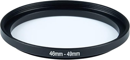 46mm Lens to 49mm Camera Lens Adapter 46mm to 49mm Step Up Ring Adapter Ring for All Brands of UV ND CPL, with Premium Lens Wiping Cloth 2 Pack (46mm-49mm)