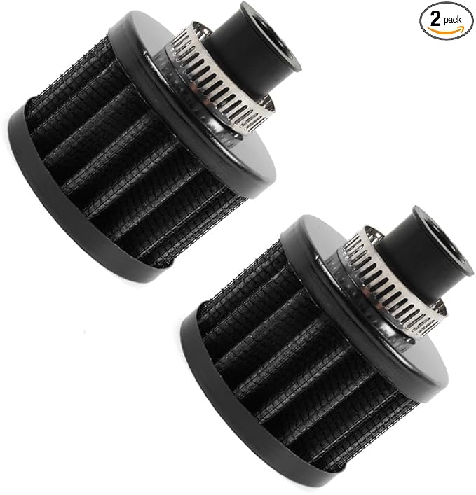 MUGE RACING 2Pcs Air Filter Cold Air Intake Filter Breather 12mm Valve Cover Breather Filter For Car and Motorcycle(Black)