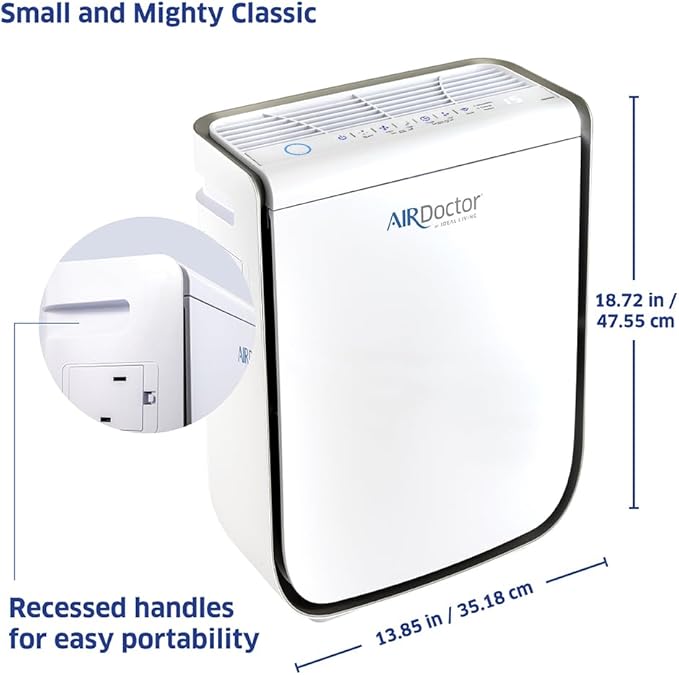 AIRDOCTOR 2000i SMART Air Purifiers for Small Rooms & Medium/Small Bedrooms, 3 Stage Filtration with Pre-Filter, UltraHEPA, Carbon/VOC (AirDoctor 2000i Smart)