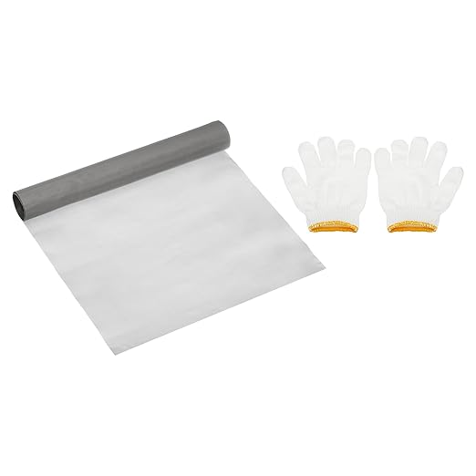 PATIKIL 40" L x 16" W Woven Wire Mesh, 300 Mesh 304 Stainless Steel Air Vent Filter Screen with Gloves for Window Security Vent Cover Filtration Animals Fence