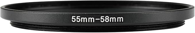 55-58mm Metal Step-Up/Down Ring Adapter Compatible with Mirrorless Cameras DSLR Lens, UV CPL ND Filter Thread Converter, Black
