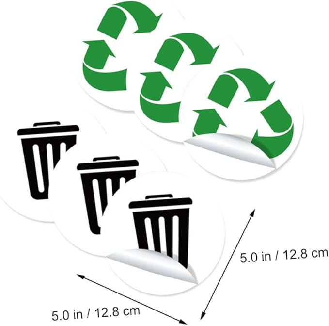 Garbage Sorting Stickers Set 6 Self-Adhesive Waste Classification Labels for Trash Cans Colorful Design for Home Recycling