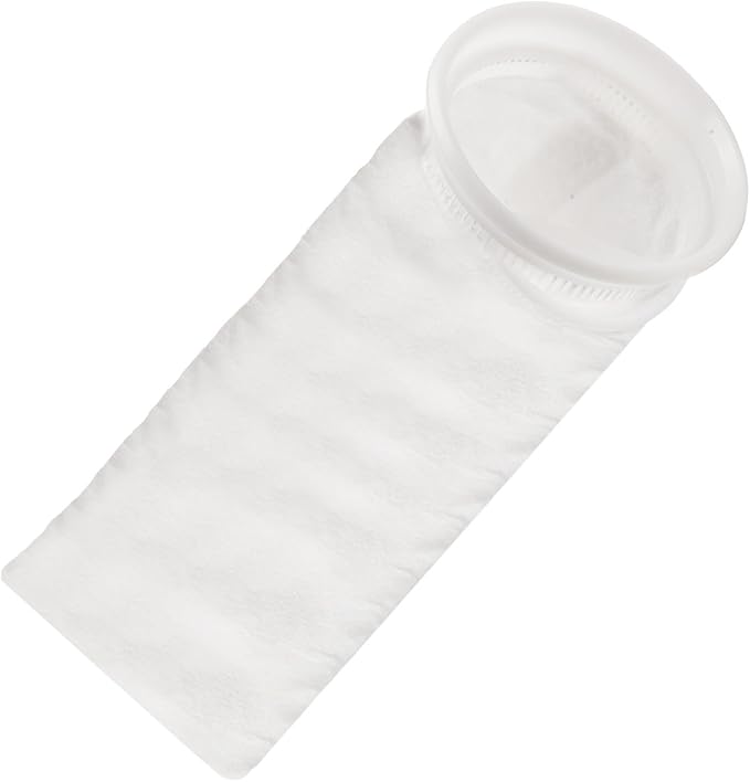 Filter Bag PP Non-Woven for Treatment, 25µm 50µm 100µm 150µm, Reusable Thermal Fixed Wool Monofilament Fabric, White Ø 105 mm x 380 mm(150µm-1pc)