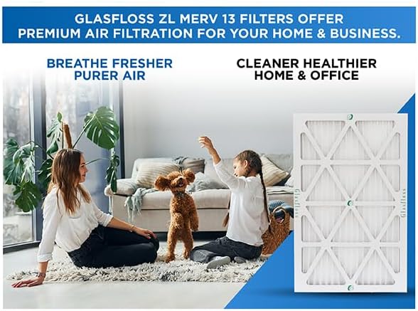 Glasfloss ZL 20x30x1 MERV 13 (FPR 10) Air Filters for AC and Furnace. Case of 12. Actual Size: 19-5/8 x 29-5/8 x 7/8