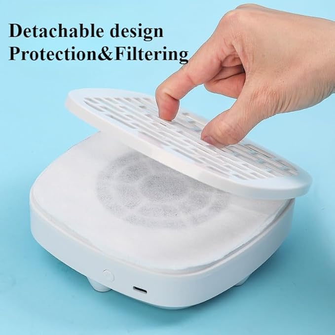 Mini Nail Dust Collector & Extractor Fan - Low Noise Portable Vacuum for Nail Drilling and Polishing, Compact Design with Magnetic Filter Cover for Home Salon (BLUE)