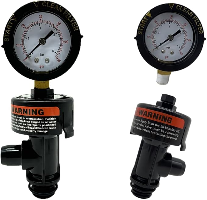 98209803 Release valve assembly with pressure gauge Filter Air Safety Valve Component Compatible with Swimming Pool and Spa Filters