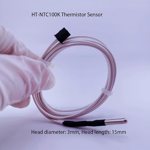 3Pcs 3D Printer HT-NTC100K Thermistor, Ender 3 Thermistor Upgrade NTC 100K 3950 Thermistor Sensor 3x15, XH2.54 2Pin Compatible for Ender 3 v2, Ender 5, CR-10 Series V6 Volcano 3D Printer Hotend,