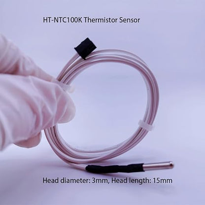 3Pcs 3D Printer HT-NTC100K Thermistor, Ender 3 Thermistor Upgrade NTC 100K 3950 Thermistor Sensor 3x15, XH2.54 2Pin Compatible for Ender 3 v2, Ender 5, CR-10 Series V6 Volcano 3D Printer Hotend,