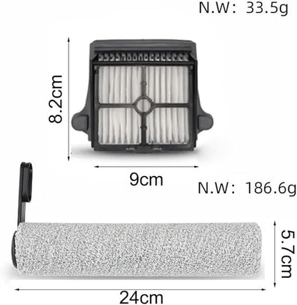 Replacement Main Brush and Filter Screen Compatible Parts for F10 for Slim Floor Scrubber, Wet Dry Vacuum Hard Floor Cleaner