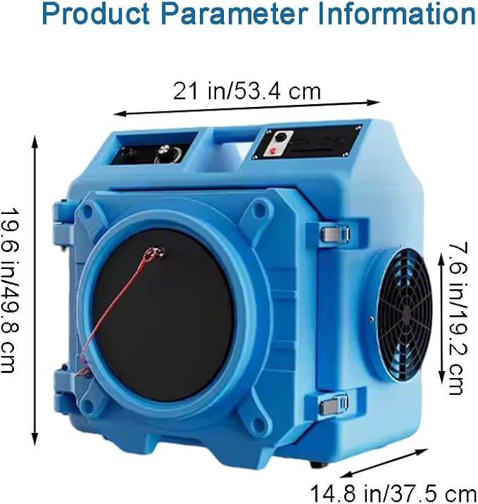550 CFM Air Scrubber, Air Purifier with 3 Stage Filtration, Air Machine for Industrial and Commercial Use, Air Mover Dehumidifier with MERV-10 Filter, HEPA, Activated Carbon Filter (Blue)