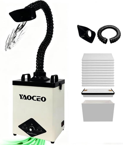 YC100 Solder Fume Extractor, Powerful 105W & Suction 260m³/h, Low-Noise Below 53dB, Fume Extractor Soldering with 13 Filters 3-Layers Filtration,Fume Extractor for 5W 10W Laser Engraving, Soldering