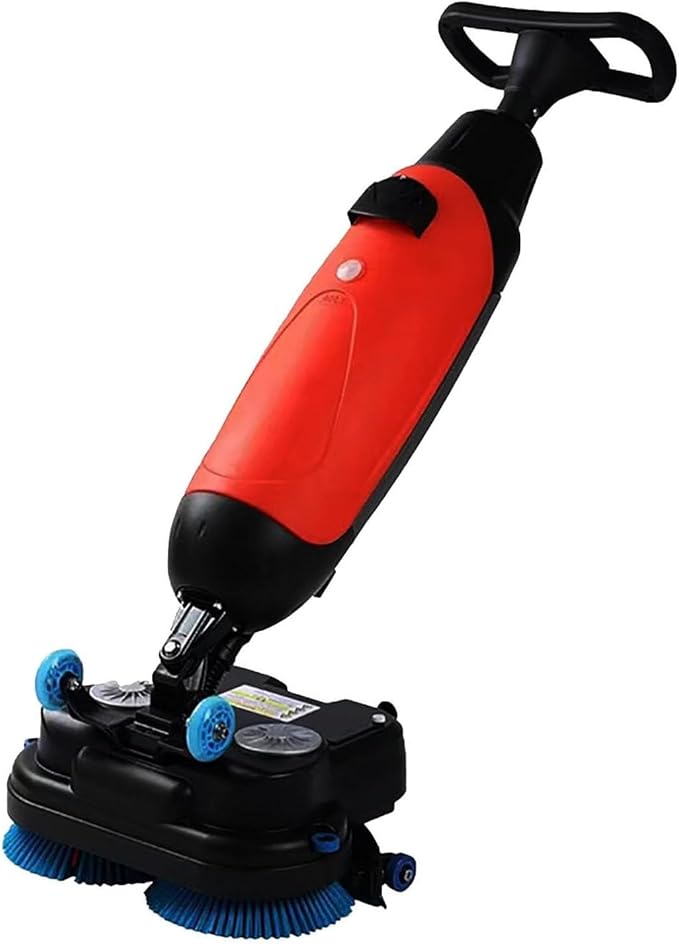 Rechargeable Floor Cleaner and Wet Dry Floor Machine, 17" Commercial Floor Scrubber, Dual-Brush Heads, Cordless Electric Floor Mop Cleaning Capacity 13000 Sqft/H, for Villa Hospital Office Red