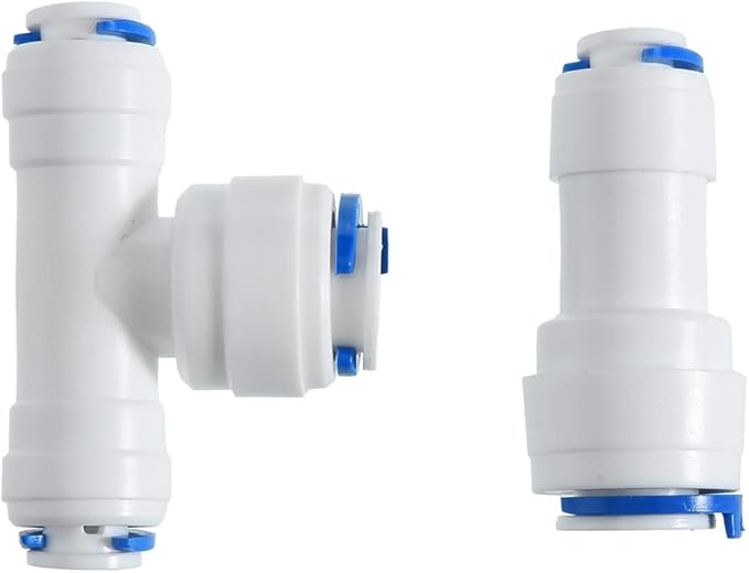 3/8-inch x 1/4-inch 6 pcs T and 6 pcs I Tube Quick Push in Connector for RO Water System (3/8-inch x 1/4-inch x 1/4-inch T)