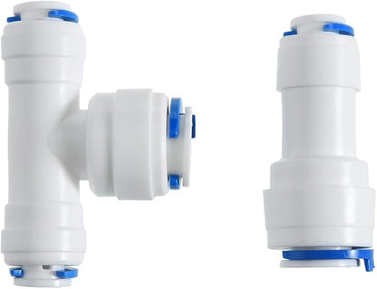 3/8-inch x 1/4-inch 6 pcs T and 6 pcs I Tube Quick Push in Connector for RO Water System (3/8-inch x 1/4-inch x 1/4-inch T)
