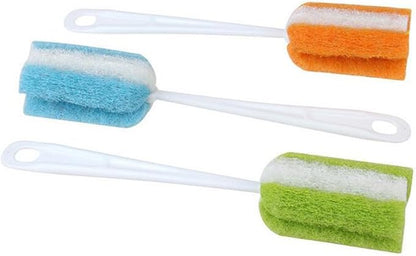 3PCS Soft Hanging Sponge Cleaning Brush Cleaner with Long Handle Cup Feeding Bottle Scrubber Washing Brushes for Coffee Glasses Pot Milk Cup Mugs Winebottle Baby Bottles(Color Random)