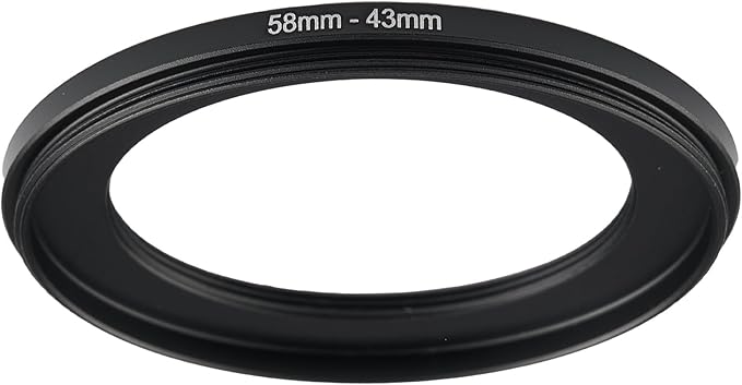 58mm to 43mm Step-up Adapter Rings Filter Adapter Black Metal Step Down Filter Ring Adapter Compatible with All Brand UV CPL ND Camera Lens Filter Stepping Rings (58mm-43mm)