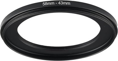 58mm to 43mm Step-up Adapter Rings Filter Adapter Black Metal Step Down Filter Ring Adapter Compatible with All Brand UV CPL ND Camera Lens Filter Stepping Rings (58mm-43mm)