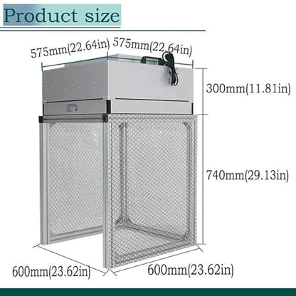 220V Vertical Laminar Dust Free Workshop with HEPA Filter, 23.62"×23.62" Aluminum Air Flow Clean Bench, Multi-Wing Centrifugal Fan, for Phone Repair Workshop, Laboratory Use