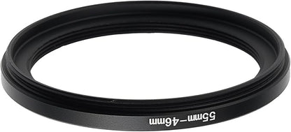 55mm to 46mm Step Up Ring Filter Adapter Black Metal Step up Adapter Rings Compatible with All Brand UV CPL ND Camera Lens Filter Step Down Ring (55mm-46mm)