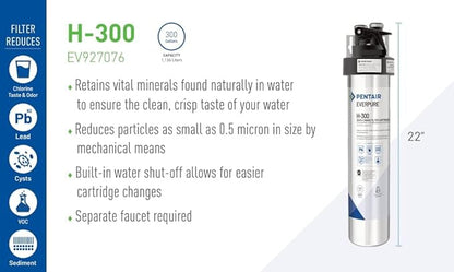 Pentair Everpure H-300 Quick-Change Filter Cartridge, EV927072, NSF Certified to Reduce Lead, For Use in Everpure H-300 Drinking Water Systems, 300 Gallon Capacity, 0.5 Micron
