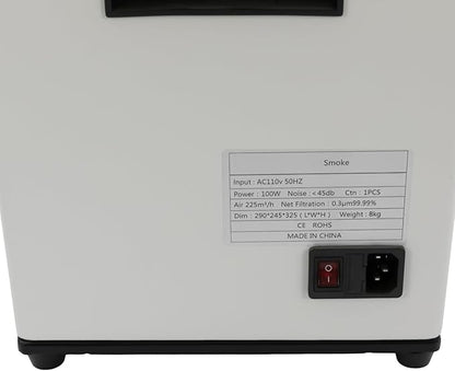 100W Fume Extractor Smoke Purifier,3-Stage HEPA Activated Carbon Filters, Low-Noise,225m³/h Air Flow, Tabletop Adsorption Filtration for Soldering,Smoke, Dust, Particles, Rosin, Hair