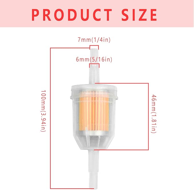 SOFO 12 Pack Inline Fuel Filters 1/4 Inch x 5/16 Inch with Magnet for Small Engines Fit for Briggs and Stratton John Deere Kawasaki Kohler Lawn Mowers Motorcycles