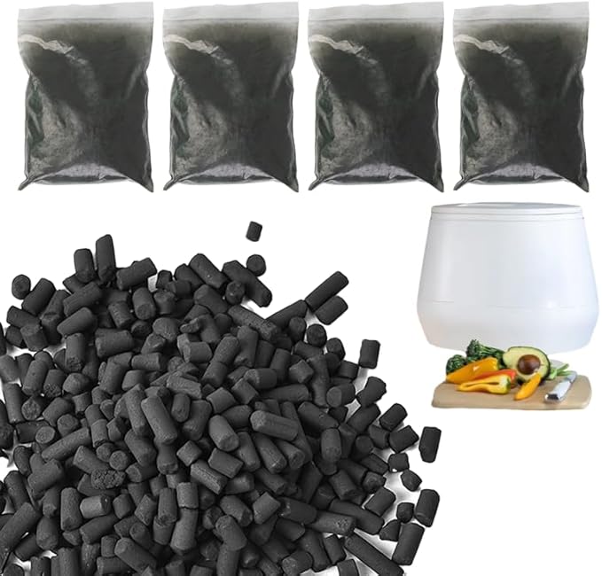 4-Pack (2 Pounds) Odor Absorbing Filter Refills for Lomi Kitchen Composter, Replacement Activated Charcoal Filters, Compatible with Lomi Electric Countertop Compost Bin Charcoal Refill