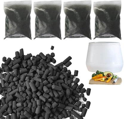 4-Pack (2 Pounds) Odor Absorbing Filter Refills for Lomi Kitchen Composter, Replacement Activated Charcoal Filters, Compatible with Lomi Electric Countertop Compost Bin Charcoal Refill