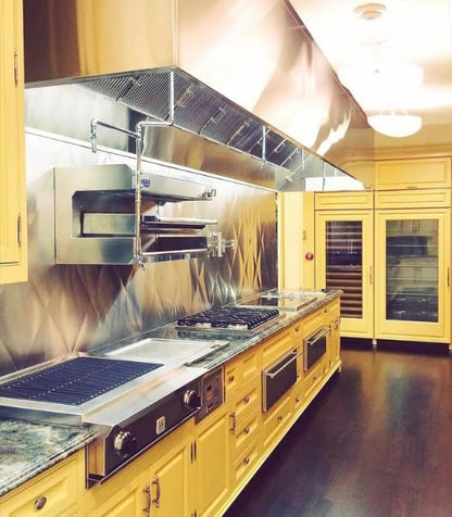 Commercial Kitchen Restaurant Duty Exhaust Hood, Wall Canopy Stainless Steel Exhaust Hood with Baffle Hood Filters, High Temperature Light Fixtures, and 16” Round Exhaust Riser (6' Long Hood)