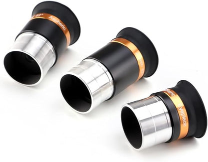 Wide Angle Aspheric Eyepiece Set - 1.25 inch - Upgraded with Soft Eyecup [4mm, 10mm, 23mm]