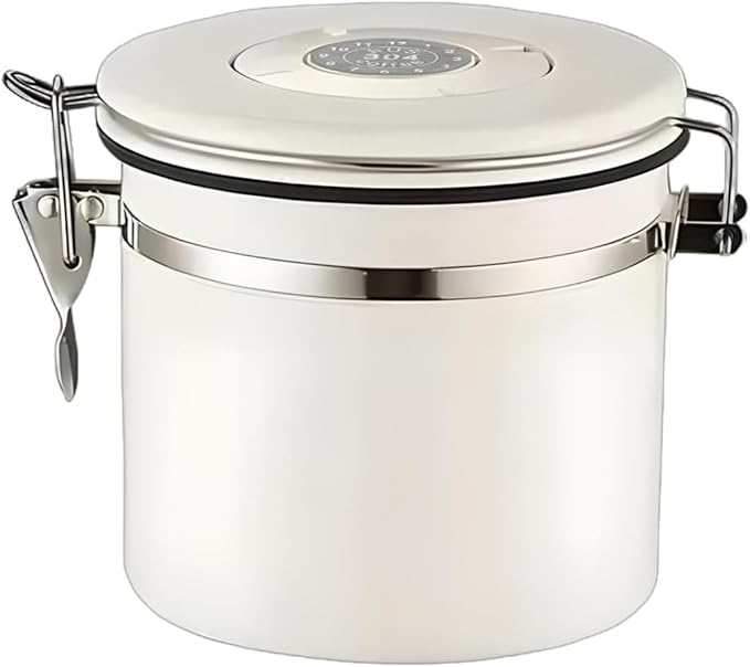 MEGAWISE Coffee Canister Stainless Steel – 1.2L Coffee Storage Container with CO₂ Release Valve & Date Tracker, Vacuum-Sealed Food Canister for Beans, Grounds, Tea, Sugar, Nuts