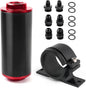 BARTOO 100 Micron Inline Fuel Filter with 6AN 8AN 10AN Adapter and 50MM Mounting Bracket For Filtering Gasoline, Diesel, E85(Red)