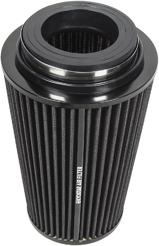Universal 3/3.5/4" (75/89/100mm) High-Flow Air Filter, Reusable Cone Cold Air Intake, High Performance, Clamp-On Car High Flow Air Kit, Flange Diameter: 3/3.5/4 Inch, Height: 10 Inch, BLACK