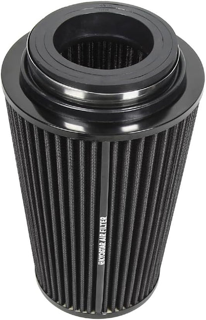 Universal 3/3.5/4" (75/89/100mm) High-Flow Air Filter, Reusable Cone Cold Air Intake, High Performance, Clamp-On Car High Flow Air Kit, Flange Diameter: 3/3.5/4 Inch, Height: 10 Inch, BLACK