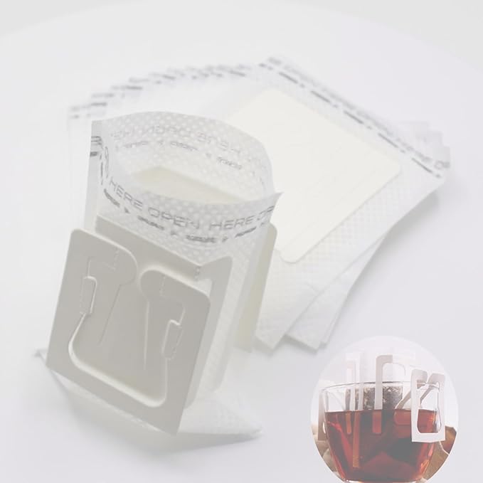 Pack of 50 Portable Hanging Ear Drip Coffee Bag, Single Serve Disposable Coffee Filter Paper Bag for Travel, Compatible with Outside Diameter Less Than 9 cm Various Coffee Cups and Utensils