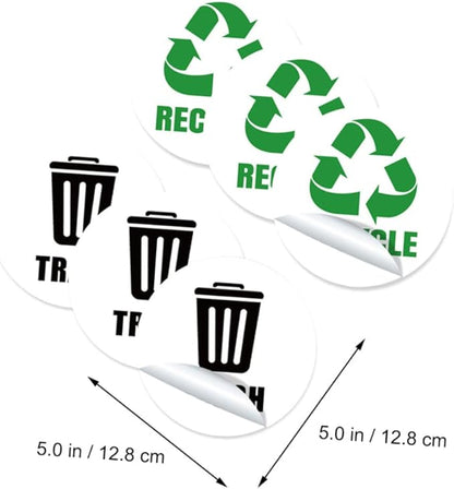 Removable Garbage Can Labels Waste Sorting Stickers Bathroom Trash Bin Combo Eco-Friendly Easy to Apply