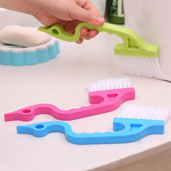 TEHAUX 8pcs Window Groove Cleaning Brush Set Scrubber for Wet and Dry Use, Multi-Size Gap Brushes for Window Tracks and Crevices, Household Cleaning Tools for Indoor Dust Removal