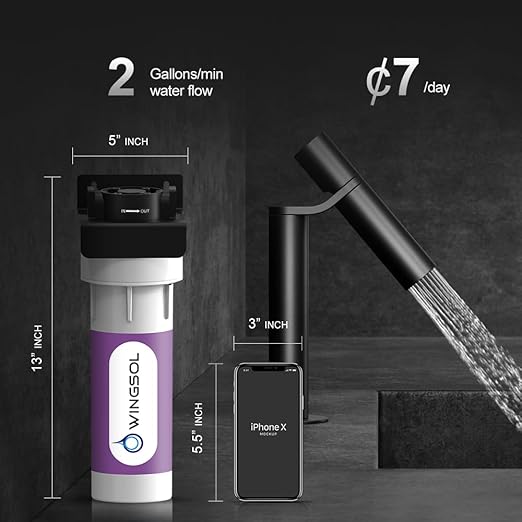 Under Sink Water Filter System, Reduce Chlorine/PFAS/PFOA/PFOS/Odor/Sediment, NSF/ANSI 42&53 Improve Taste, EZ Change Life Indication Under Sink Water Filter (Basic)