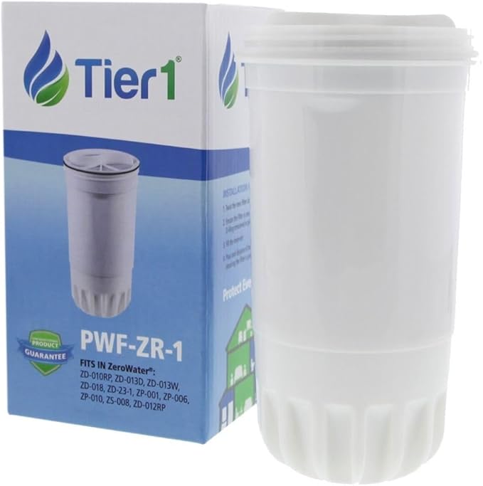 Tier1 Pitcher Water Filter Cartridge, Compatible with Pitchers and Dispensers ZR-001, ZD-010RP, ZD-013D, ZD-013W, ZD-018, ZP-006, ZP-010, ZS-008, ZD-012RP, 2 Pack