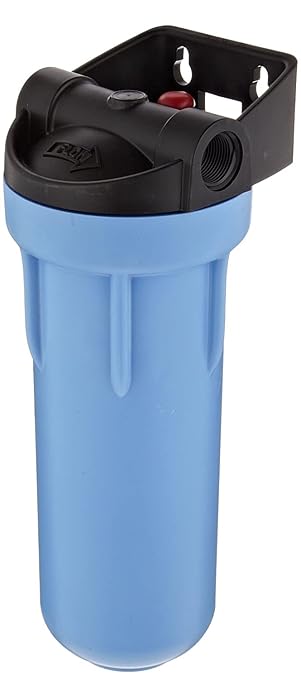 Pentair Pentek 150550 3G Standard Filter Housing, 3/4" NPT 10 Opaque Water Filter Housing with Integral Bracket Cap and Pressure Relief Button, 10-Inch, Black/Blue