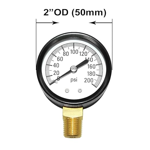 Joywayus Pressure Gauge 0 to 200 PSI Brass 1/4" Male NPT Thread Lower Mount, Multiple Function