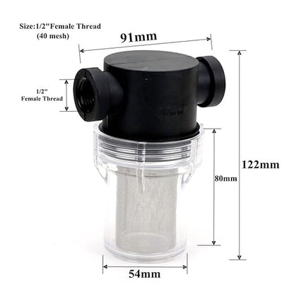 Precision Inline Filter 40 Mesh - 1/2 3/4 1 Inch Stainless Screen for Water Treatment & Greenhouse Systems(1l2 inch)