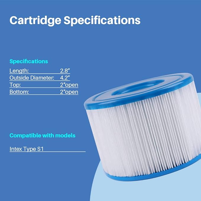F4Y- PLF-INTS1 Pool Filter Replacement Compatible with All Pure Spas Models Including 28403E, 28407E, 28443E, 28453E, 28421E, 28423E, 28413E, and 28453E Filter Cartridges (1 Pack)