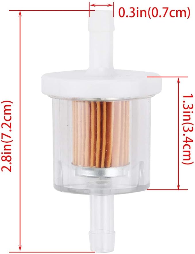 Tvent 1/4" Fuel Filter 691035 493629 for brigs and straton with Fuel line Camp Replacement for Kawsaki 49019-0027 49019-7001 845125 Motorcycle Motor Lawn Tractor Mower (Pack of 8)