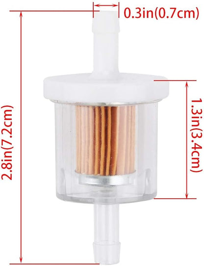 Tvent 1/4" Fuel Filter 691035 493629 for brigs and straton with Fuel line Camp Replacement for Kawsaki 49019-0027 49019-7001 845125 Motorcycle Motor Lawn Tractor Mower (Pack of 8)