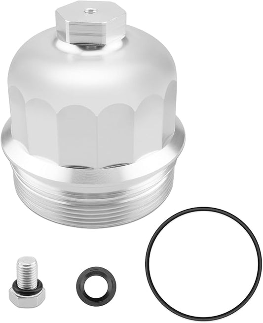 Fuel Filter Housing Cap Fit for GM Duramax 6.6L L5P (Chevy Silverado/GMC Sierra 2500HD 3500HD) 2017 2018 2019 2020，Fit for Cruze 2.0L 2014-2015 Cruze 1.6L 2017 2018 2019 Silver Aluminum Alloy