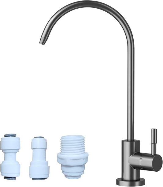 Kitchen Sink Faucet with Pull - Down Sprayer, 2 - Handle 3 - in - 1 Kitchen Sink Filter Faucet, Cold and Hot Mixer Drinking Water Faucet (Filter Faucet, Grey)