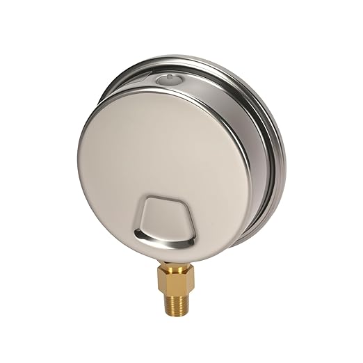 MEASUREMAN Glycerin Filled Plumbing Pressure Gauge 0-15psi Stainless Steel Case, 4" Dial 1/4" NPT Brass Lower Mount, Suitable for Water Systems, Pneumatic Equipment, RVs, Home Plumbing