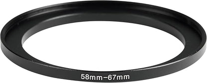 58-67mm Metal Step-Up/Down Ring Adapter Compatible with Mirrorless Cameras DSLR Lens, UV CPL ND Filter Thread Converter, Black